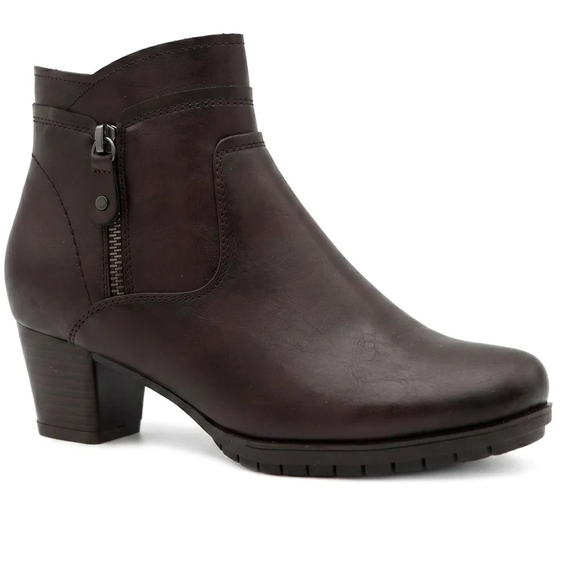 Block Heel Ankle Boots - WOIL36021 / 322 624 - Chocolate