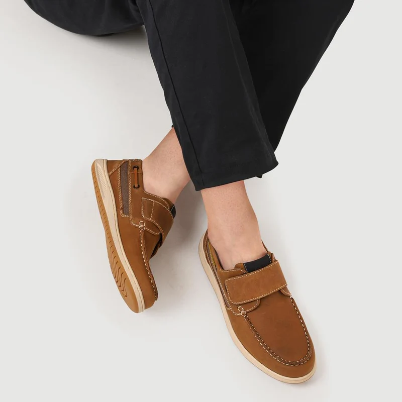 Leather Touch-Fastening Monk Shoes - SHAFI41000 / 327 095 - Brown