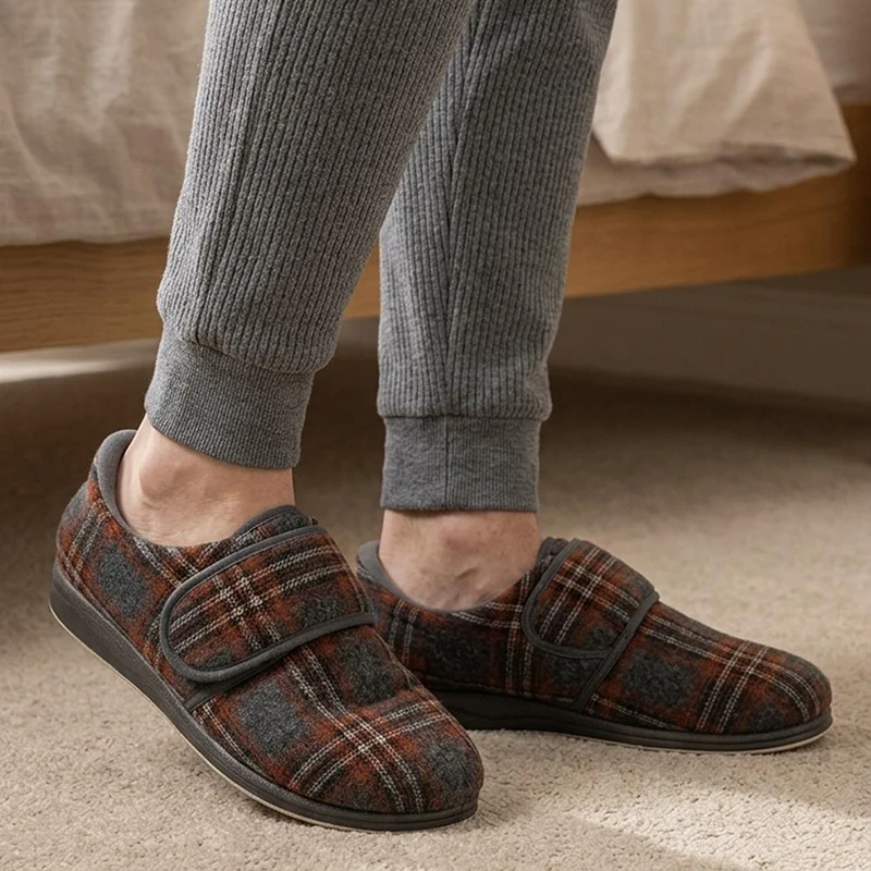 EasyFit Sven Extra Wide Adjustable Fasten Slippers - SVEN / 330 321 - Grey-Red
