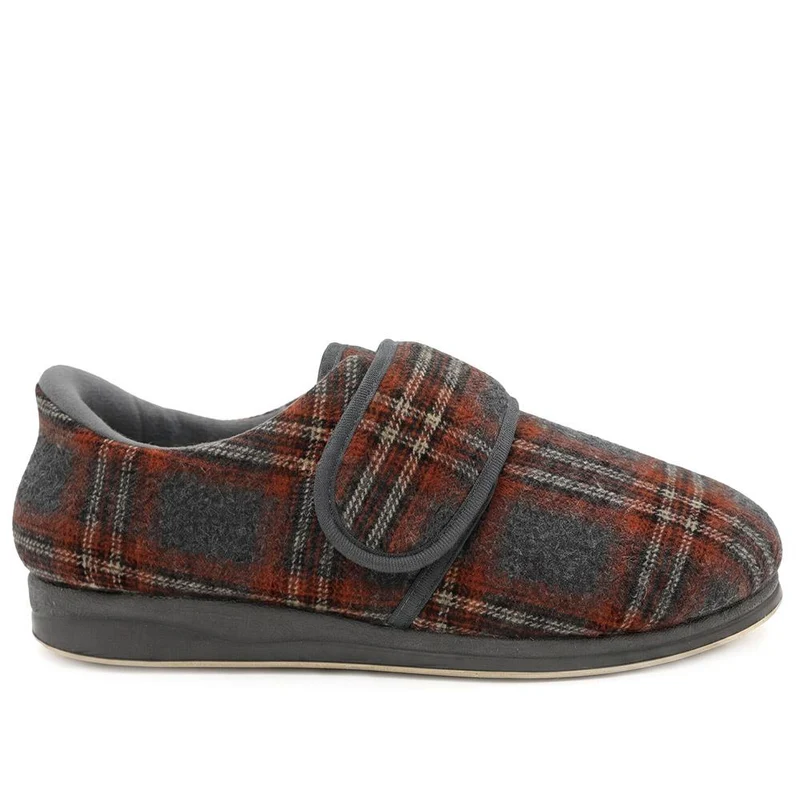 EasyFit Sven Extra Wide Adjustable Fasten Slippers - SVEN / 330 321 - Grey-Red