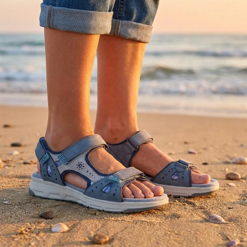 Wide-Fit Shock-Absorbing Sandals - RELIF41009 / 327 187 - Light Blue