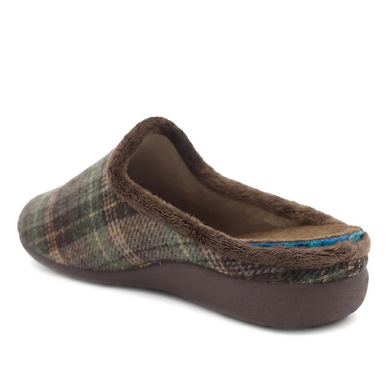 Luxury Warm Lined Mule Slippers - BONAD44008 / 330 305 - Khaki Multi