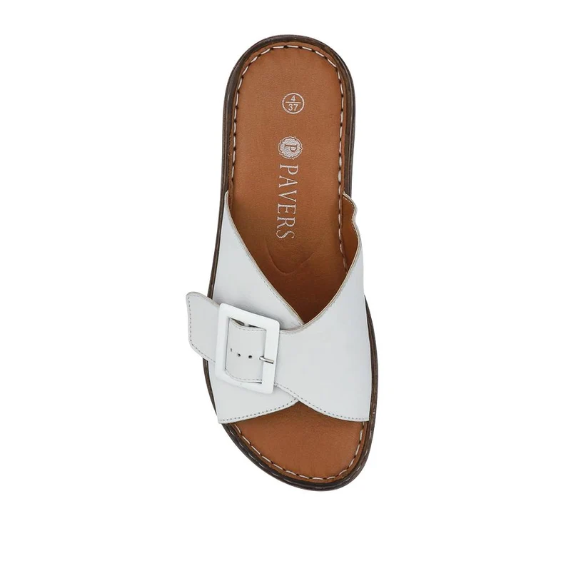 Cushioned Leather Mules - LUCK41009 / 327 392 - White