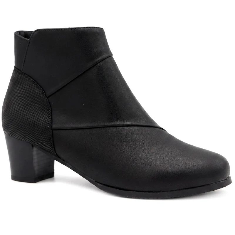 Wide Fit Warm Lined Stacked Heel Ankle Boots - WLIG44004 / 329 747
