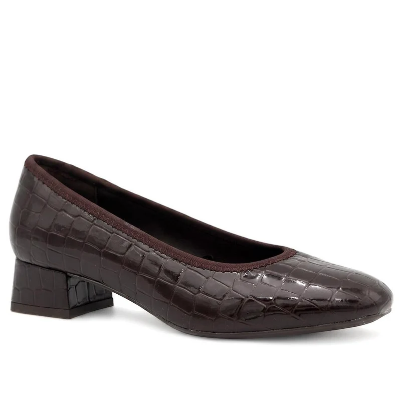 Smart Patent Block Heel Court Shoes - SANYI44015 / 329 911 - Dark Brown