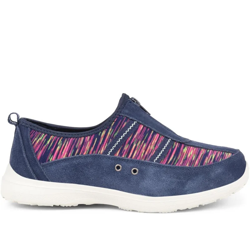 Extra-Wide Fit Memory Foam Trainers - ELANA / 324 089 - Navy Multi