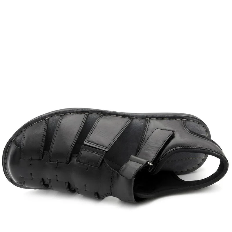 Leather Adjustable Fasten Fisherman Sandals - FBFOO43001 / 329 501 - Black