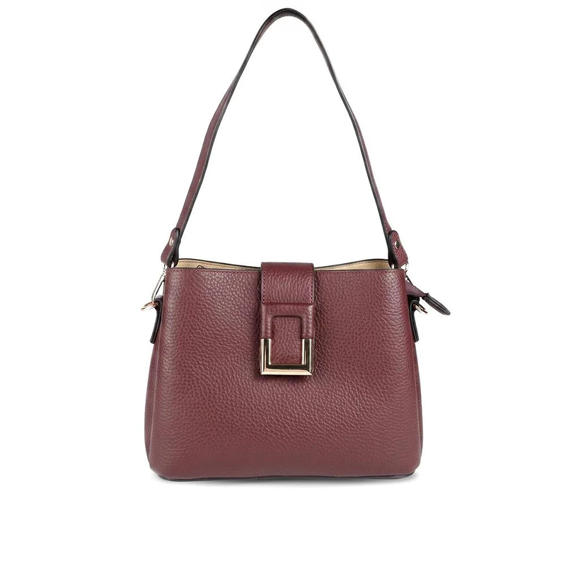 Faux Leather Daily Crossbody Bag - HETIA44004 / 329 962 - Burgundy