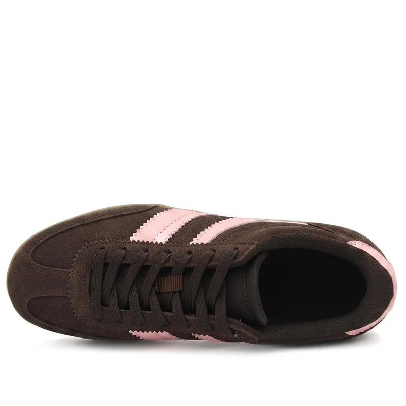 Bellissimo Leather Striped Lace Up Trainers - BELDINGX43005 / 329 348 - Dark Brown