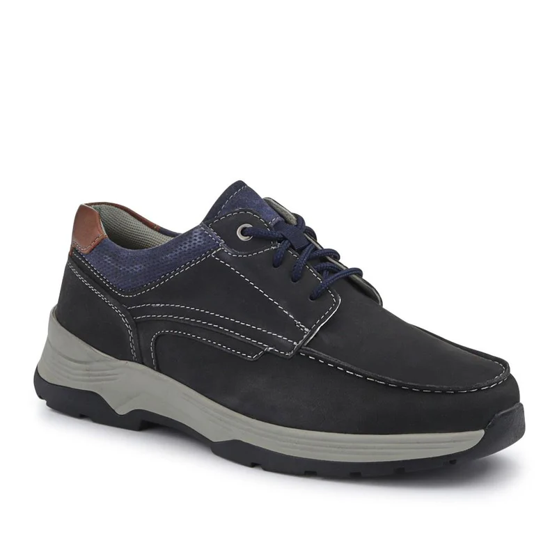 Extra-Wide Leather Casual Shoes - KRISTOPH / 326 962 - Navy