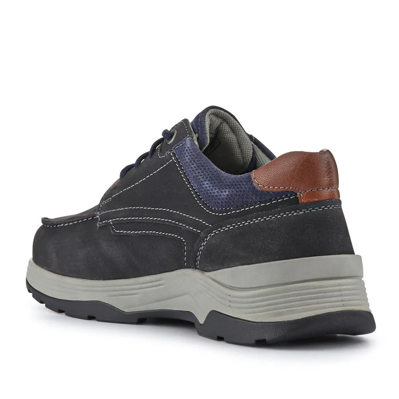 Extra-Wide Leather Casual Shoes - KRISTOPH / 326 962 - Navy