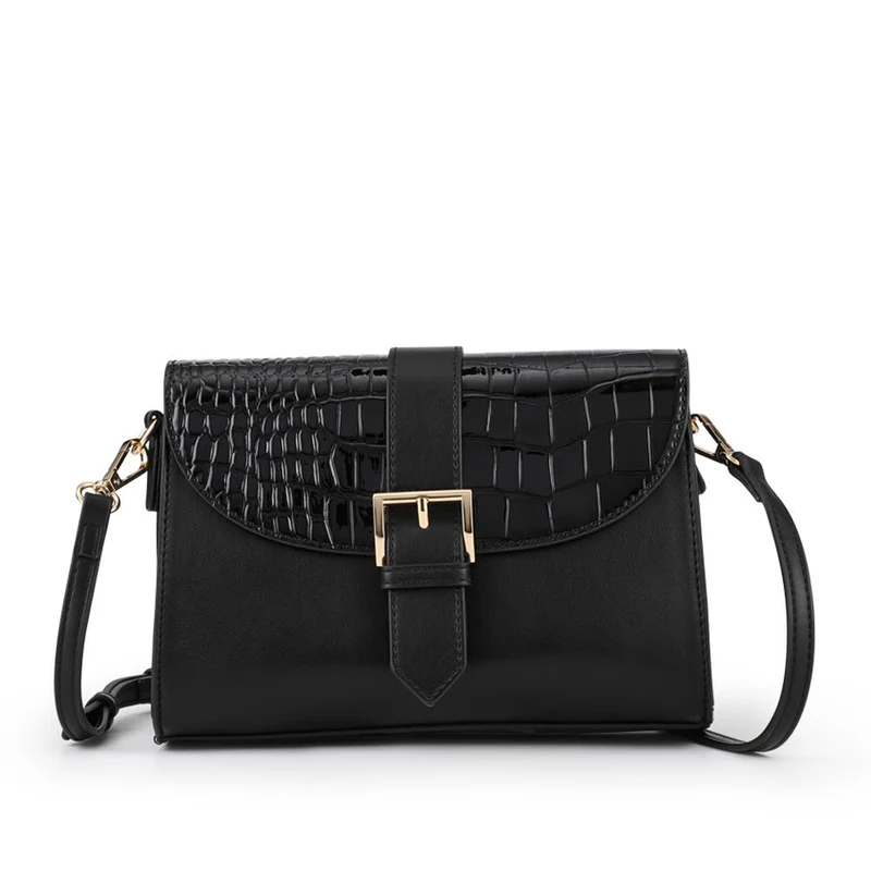 Bellissimo Buckle Crossbody Bag - BELHETIA42003 / 328 385 - Black Patent Croc