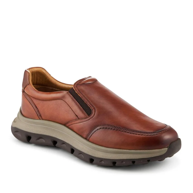 Wide Fit Leather Elasticated Slip On Shoes - PRFEM42011 / 328 324 - Tan