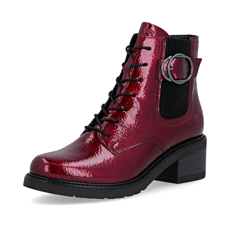 Remonte Damen Fashion Lack Blockabsatz Stiefelette | Rot
