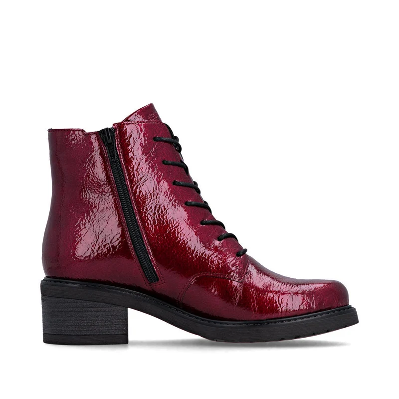 Remonte Damen Fashion Lack Blockabsatz Stiefelette | Rot