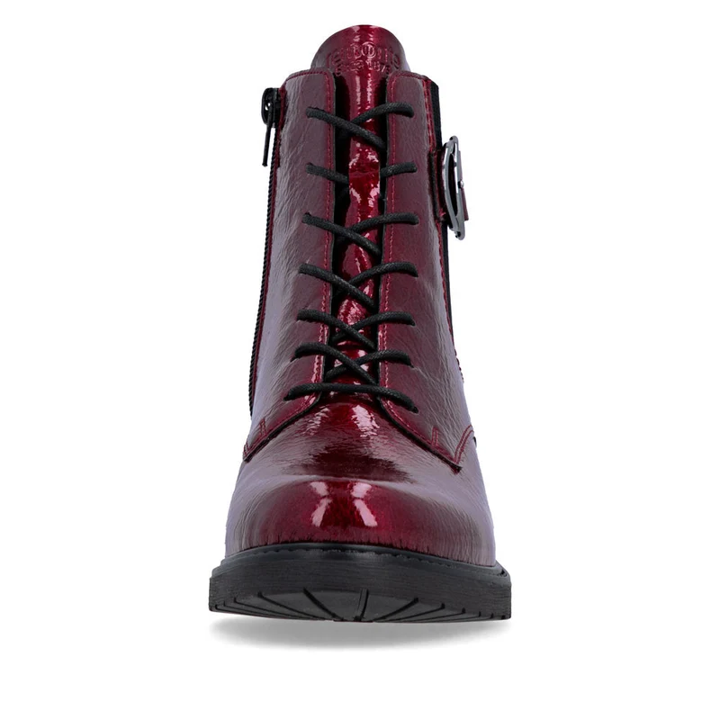 Remonte Damen Fashion Lack Blockabsatz Stiefelette | Rot