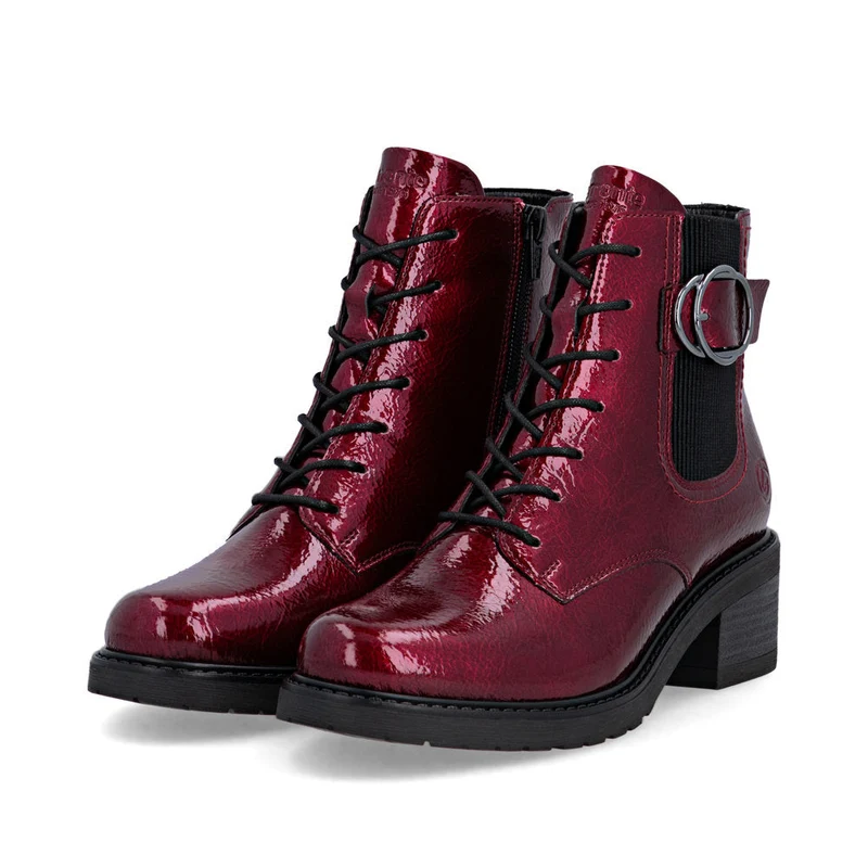 Remonte Damen Fashion Lack Blockabsatz Stiefelette | Rot