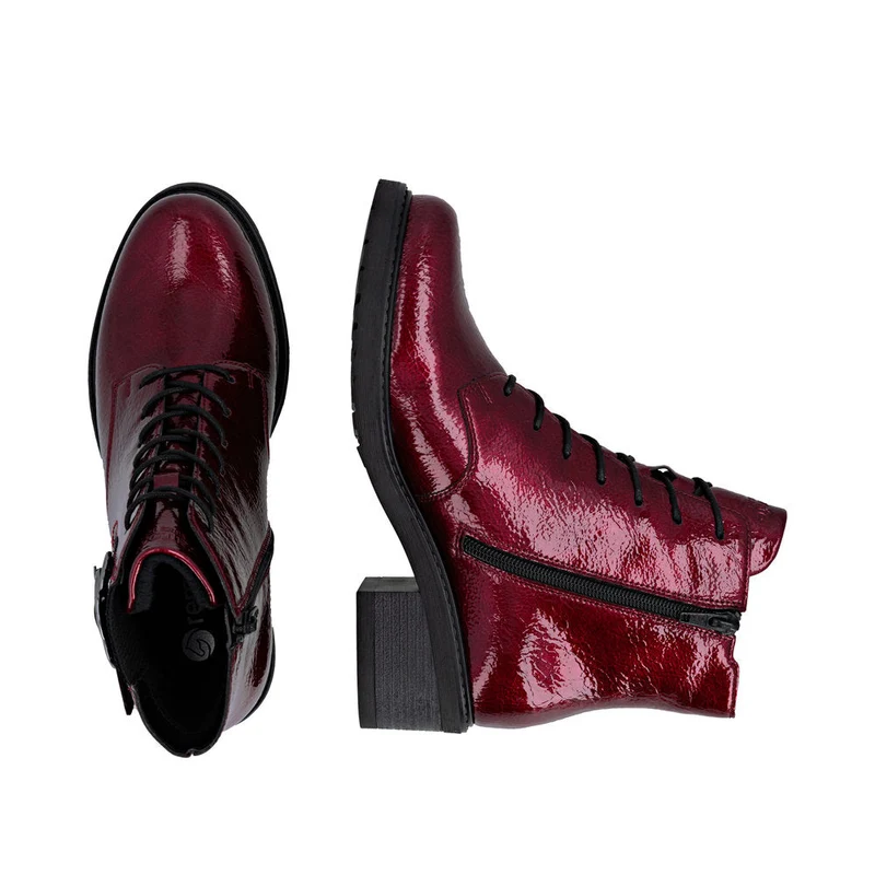 Remonte Damen Fashion Lack Blockabsatz Stiefelette | Rot