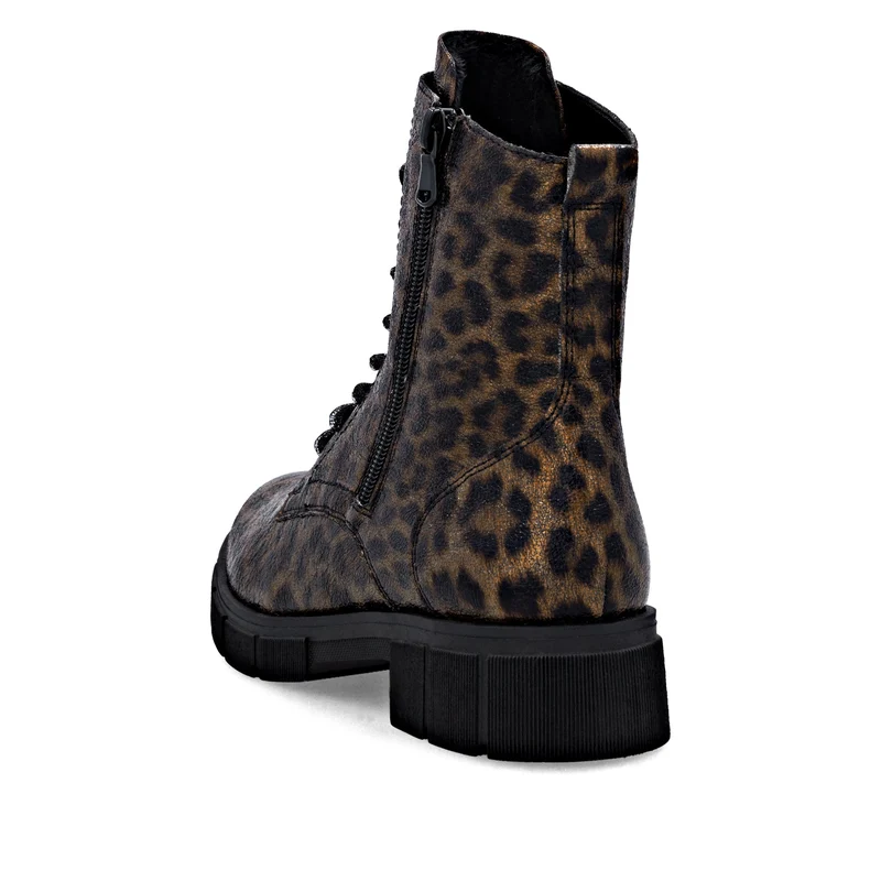 Remonte Damen Fashion Animal Print Ankle Boot | Metallic Schwarz