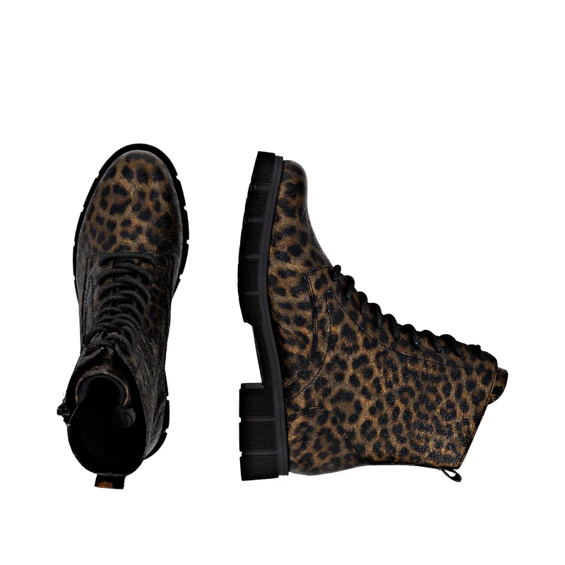Remonte Damen Fashion Animal Print Ankle Boot | Metallic Schwarz