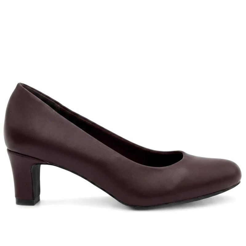 Elegant Stacked Heel Court Shoes - WBINS44018 / 330 013 - Burgundy