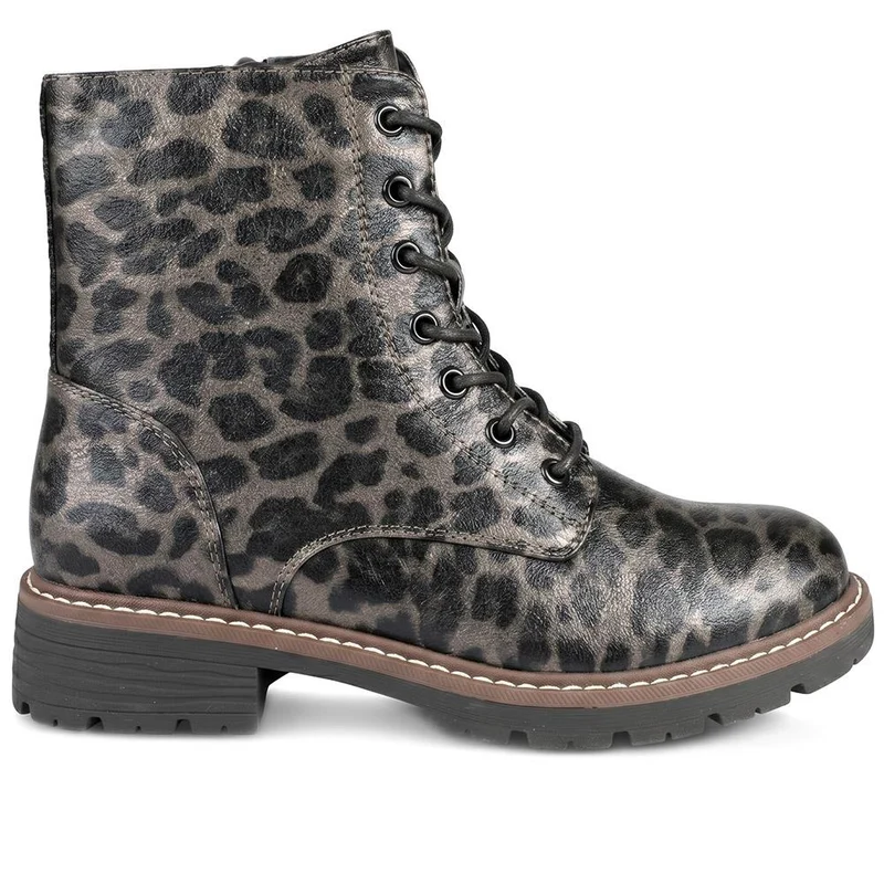 Lace Up Ankle Boots With Warm Lining - WBINS44000 / 329 764 - Leopard