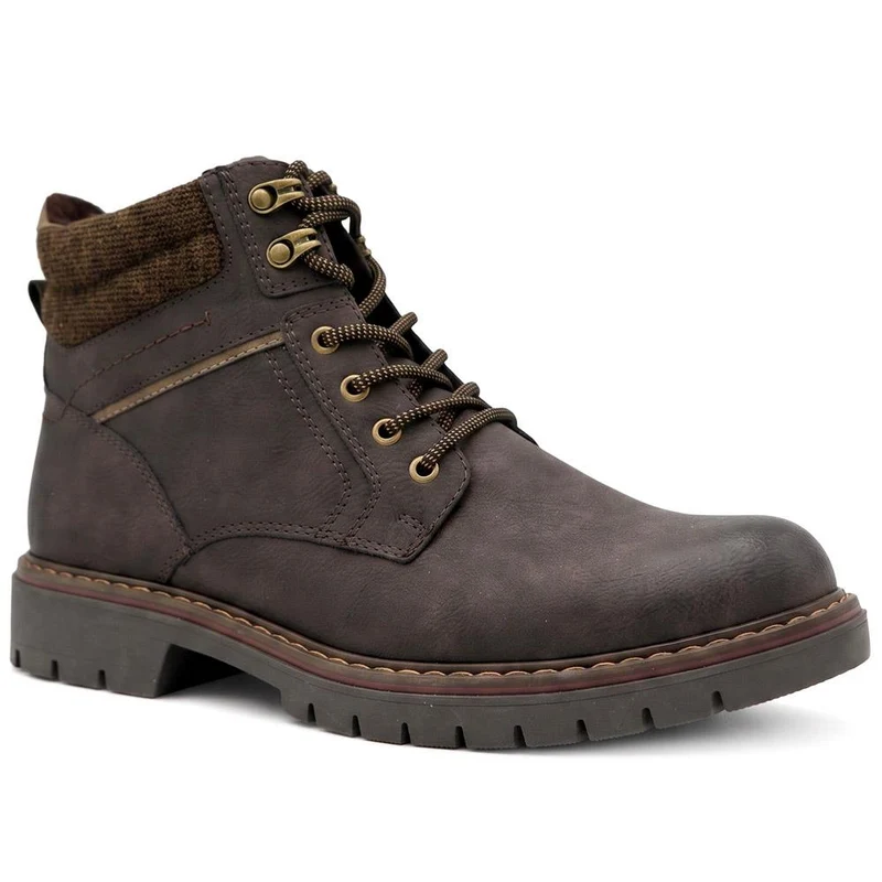 Padded Cuff Lace Up Boots - GANG44011 / 329 939 - Brown