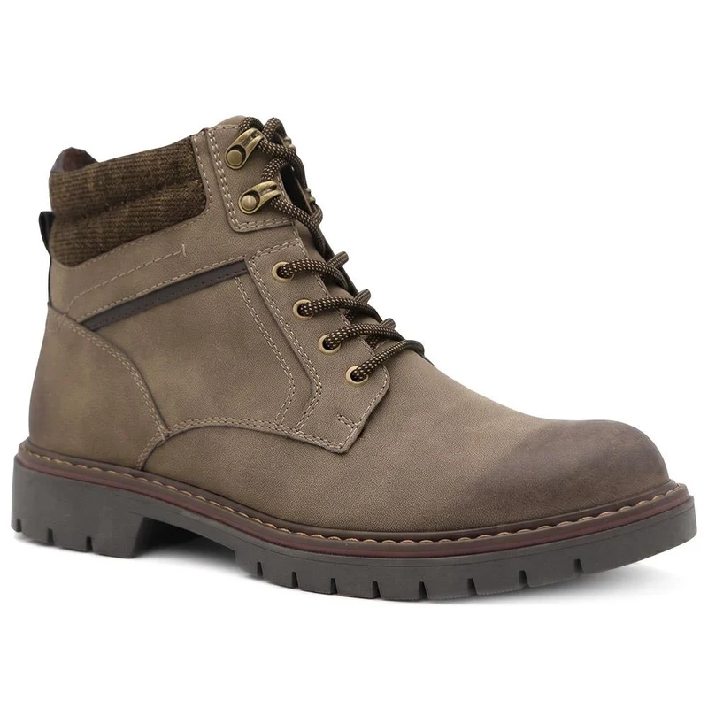 Padded Cuff Lace Up Boots - GANG44011 / 329 939 - Tan