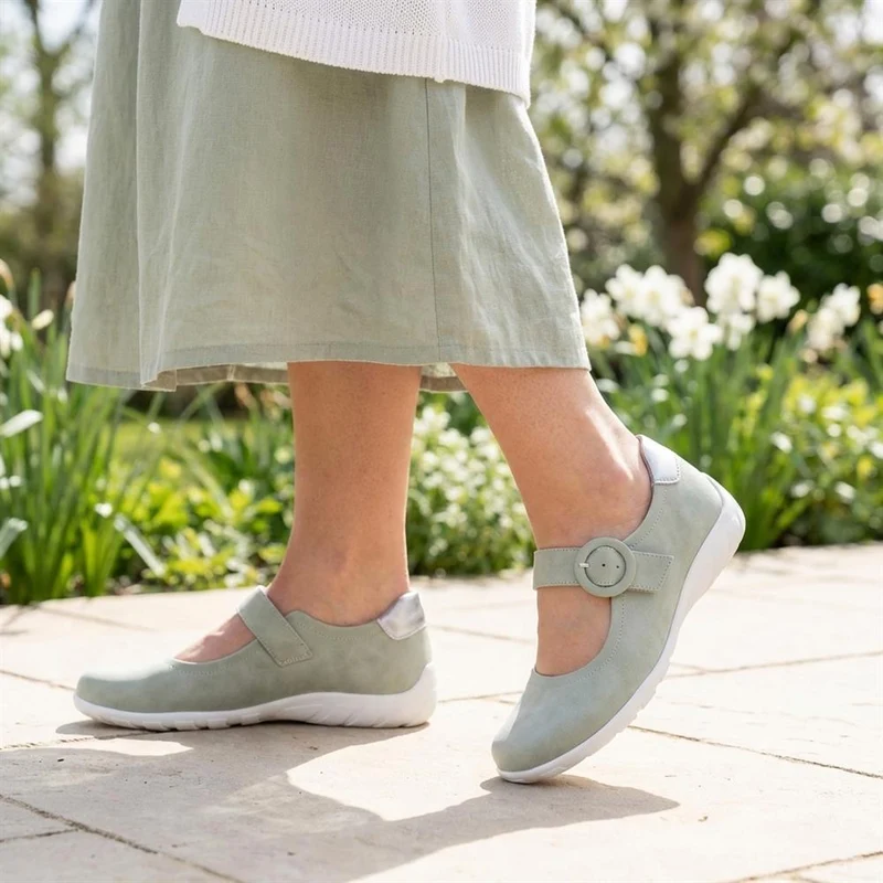 Casual Buckle Fasten Mary Janes - WBINS43015 / 328 824 - Sage