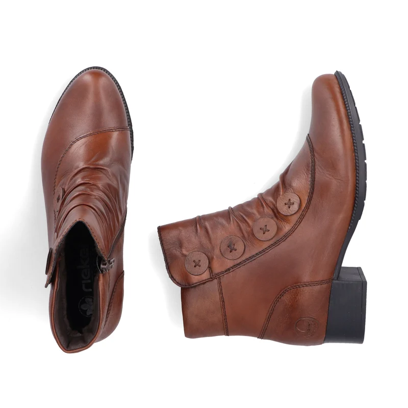 Rieker Damen Stiefeletten mit Knopfdetail | Braun