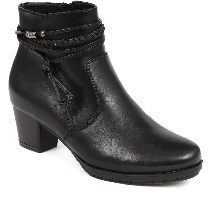 Lace-Detailed Heeled Ankle Boots - WOIL40039 / 326 351 - Black
