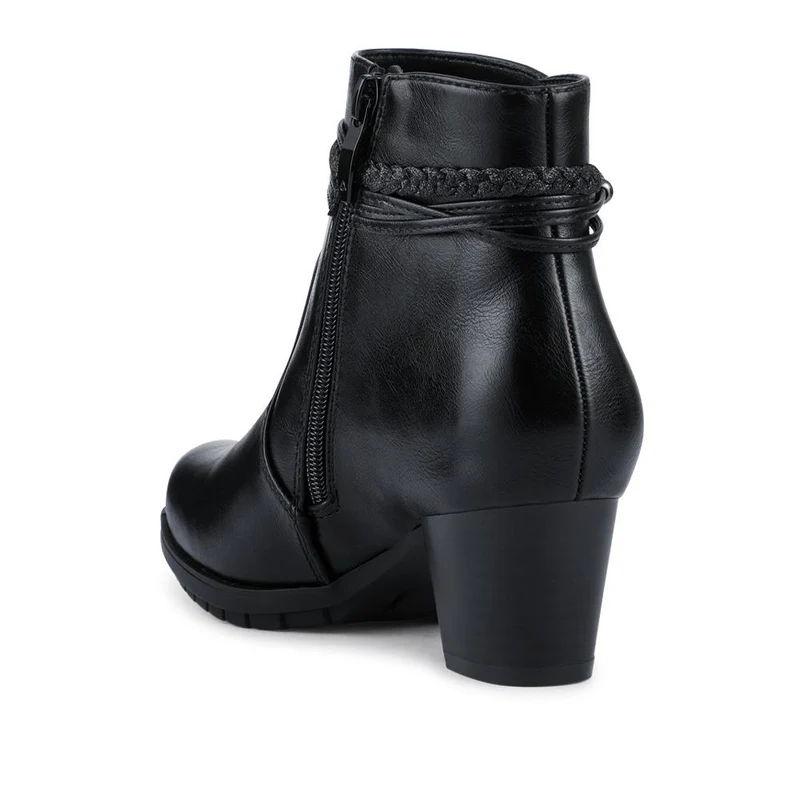 Lace-Detailed Heeled Ankle Boots - WOIL40039 / 326 351 - Black