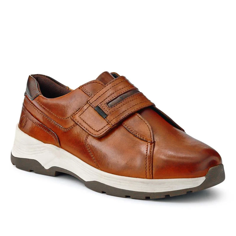 Wide-Fit Touch-Fasten Shoes - CALLUM / 326 961 - Cognac