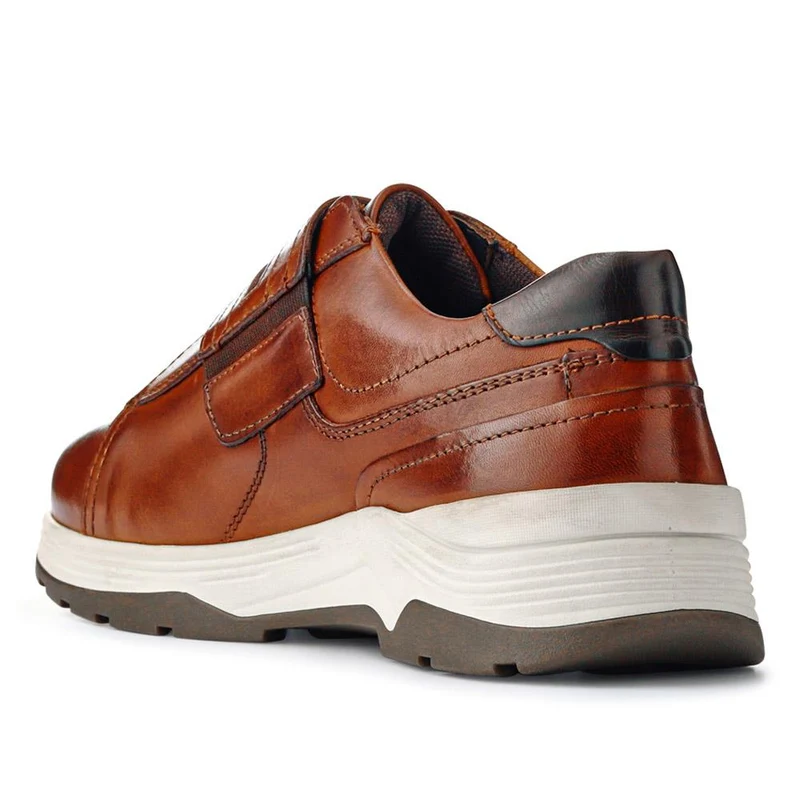 Wide-Fit Touch-Fasten Shoes - CALLUM / 326 961 - Cognac