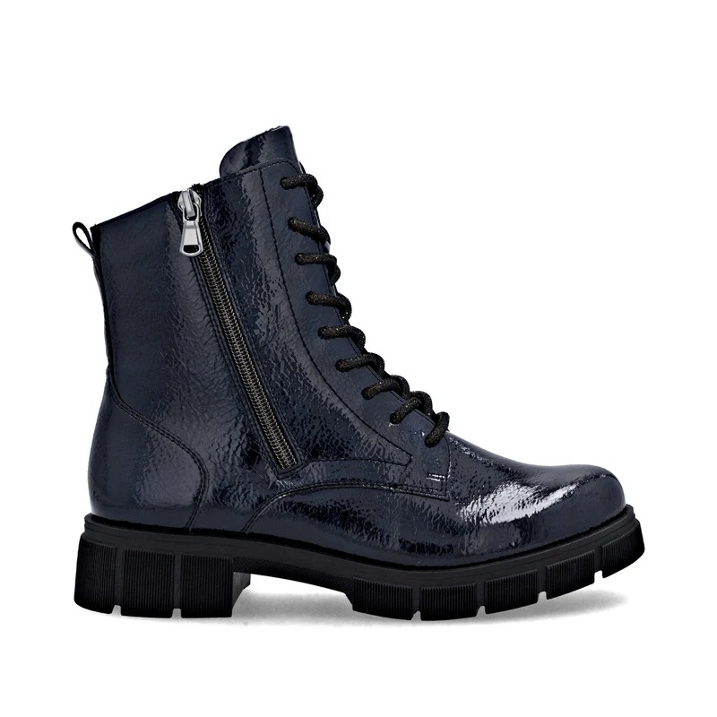 Remonte Damen Fashion Fleece-gefütterte Lackstiefelette | Blau