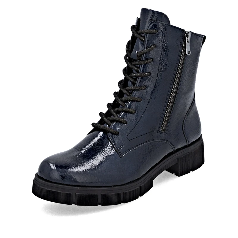 Remonte Damen Fashion Fleece-gefütterte Lackstiefelette | Blau