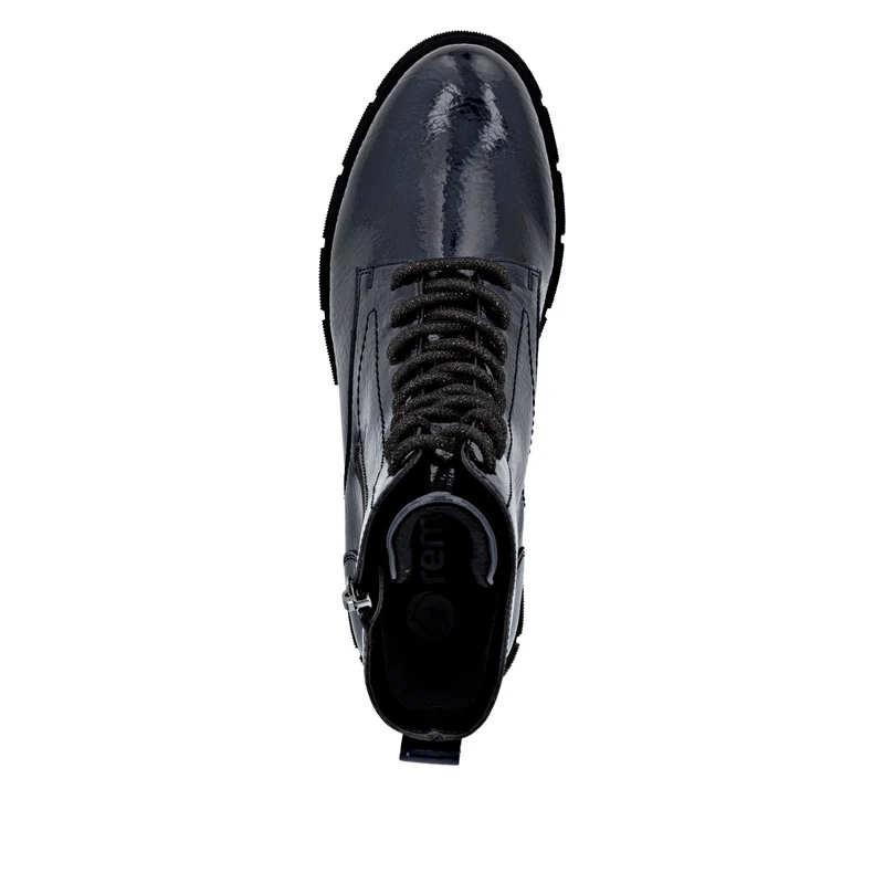 Remonte Damen Fashion Fleece-gefütterte Lackstiefelette | Blau