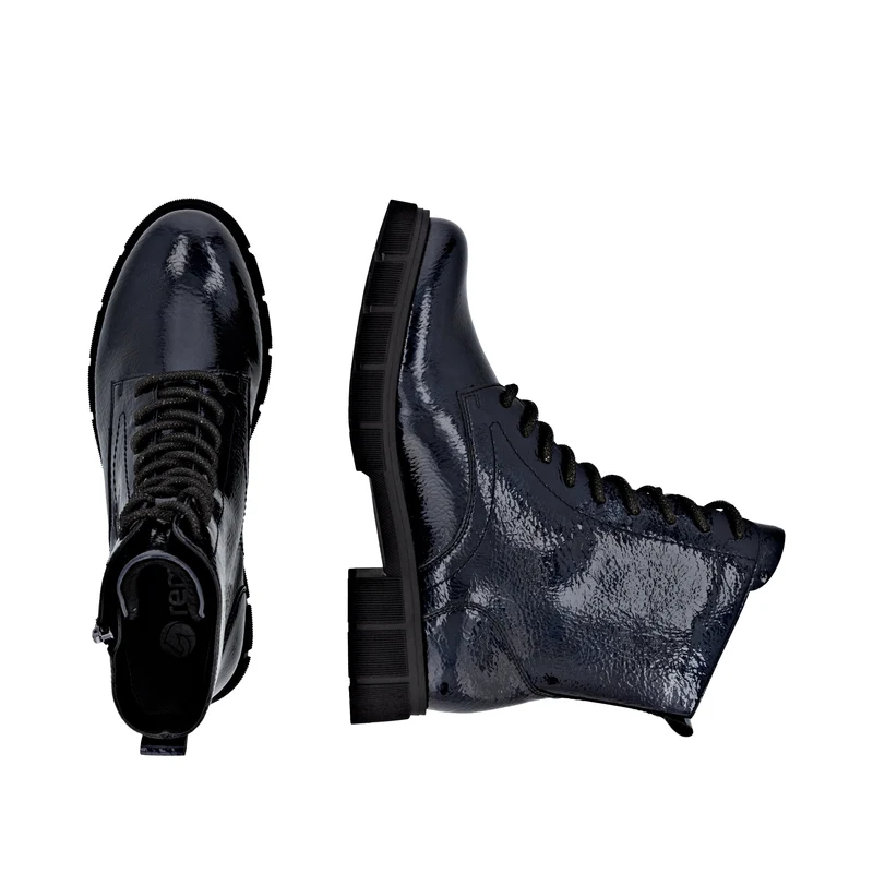 Remonte Damen Fashion Fleece-gefütterte Lackstiefelette | Blau