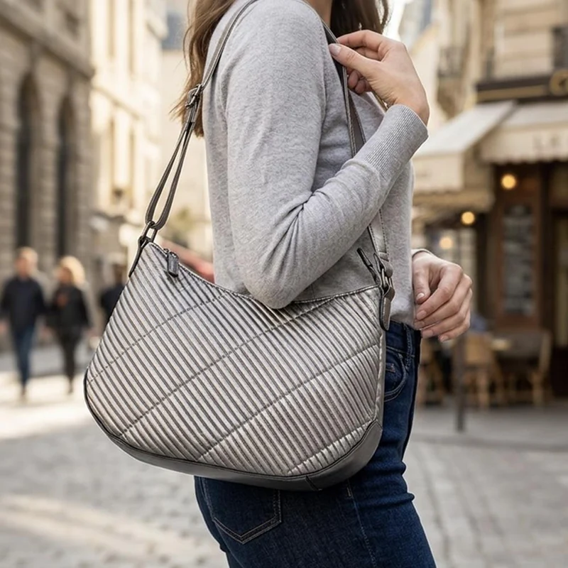 Gabor Quilted Adjustable Strap Handbag - GABC44053 / 330 519 - Pewter