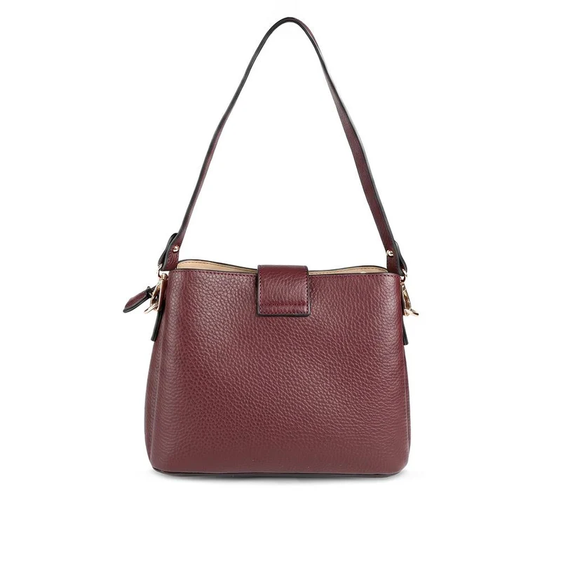 Faux Leather Daily Crossbody Bag - HETIA44004 / 329 962 - Burgundy