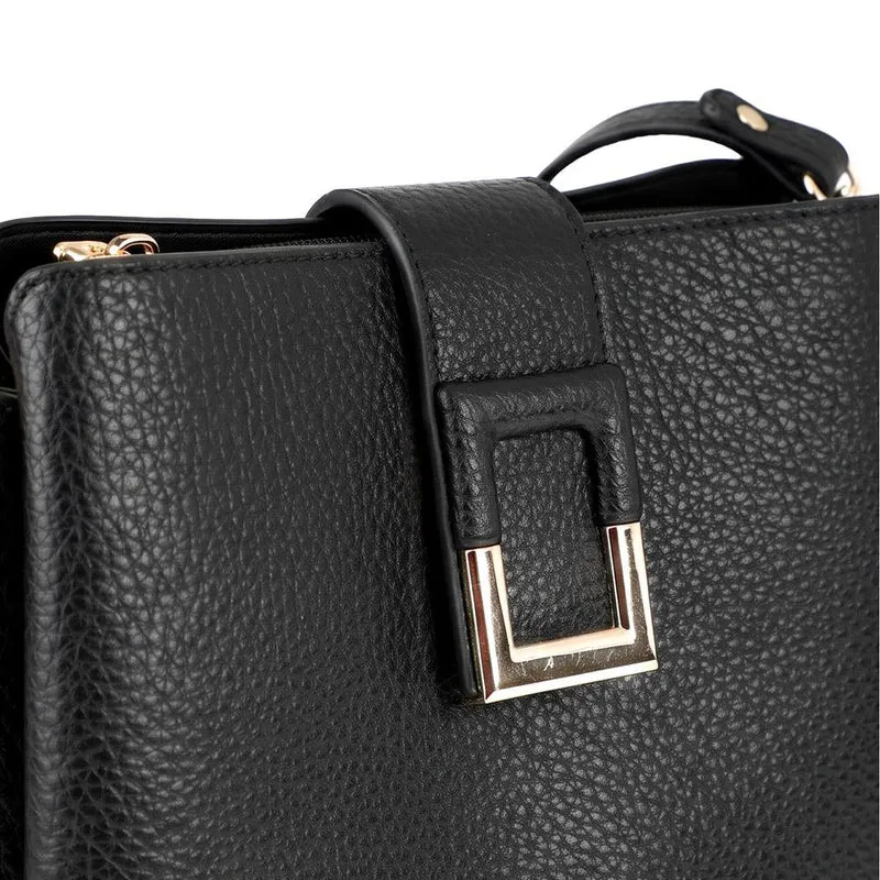 Faux Leather Daily Crossbody Bag - HETIA44004 / 329 962 - Black