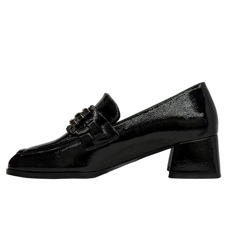 Una Healy Damen Wagon Wheel Lackschuh | Schwarz