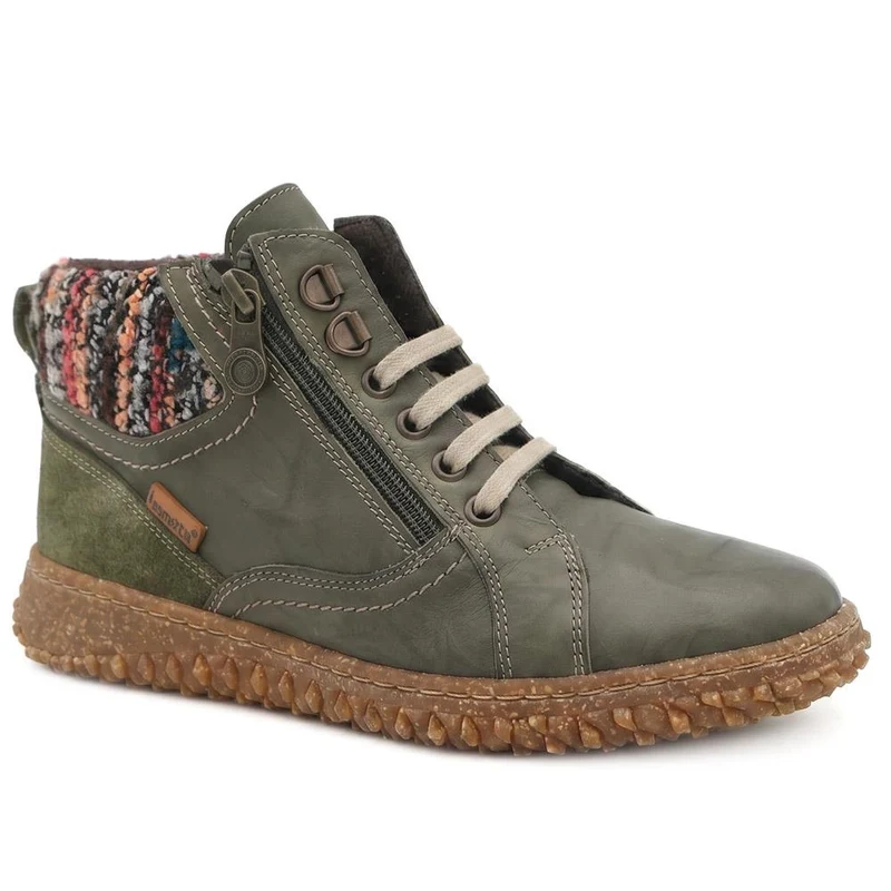 Loretta Zip & Lace Knitted Cuff Ankle Boots - HAK44000 / 329 615
