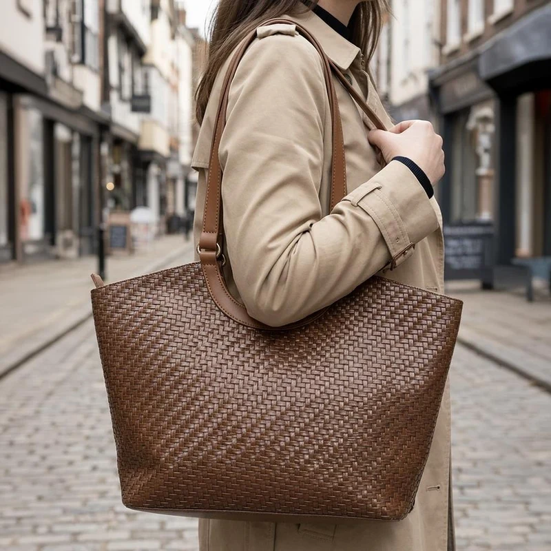 Bellissimo Woven Zip Close Shoulder Bag - BELHETIA44015 / 330 177 - Tan
