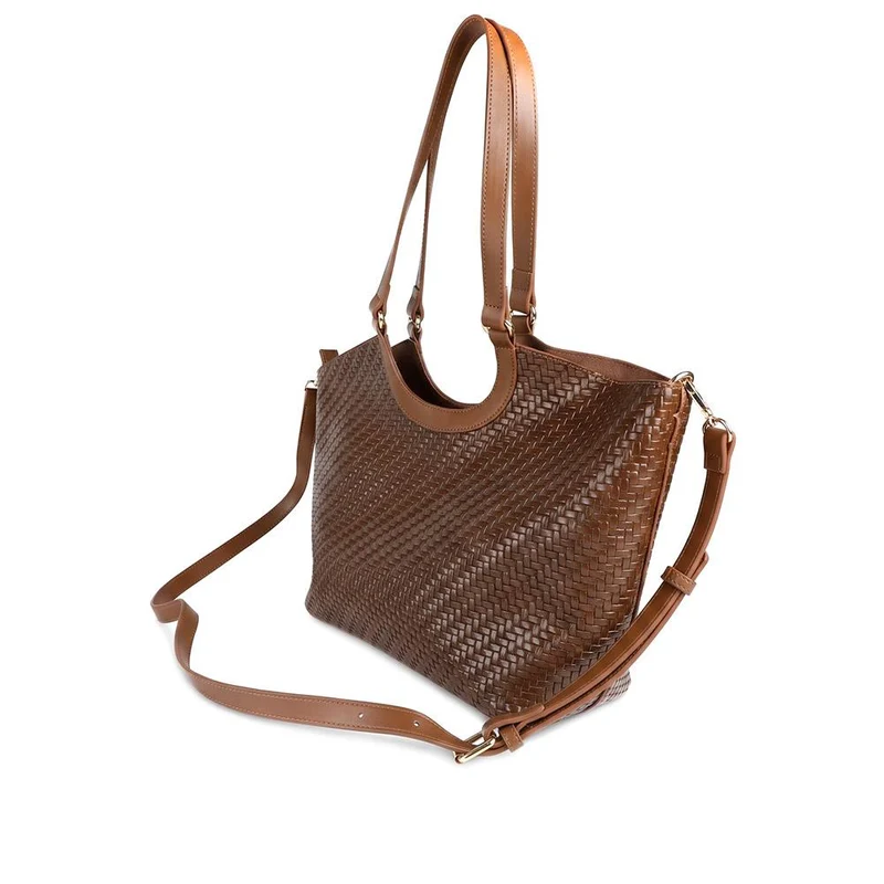 Bellissimo Woven Zip Close Shoulder Bag - BELHETIA44015 / 330 177 - Tan