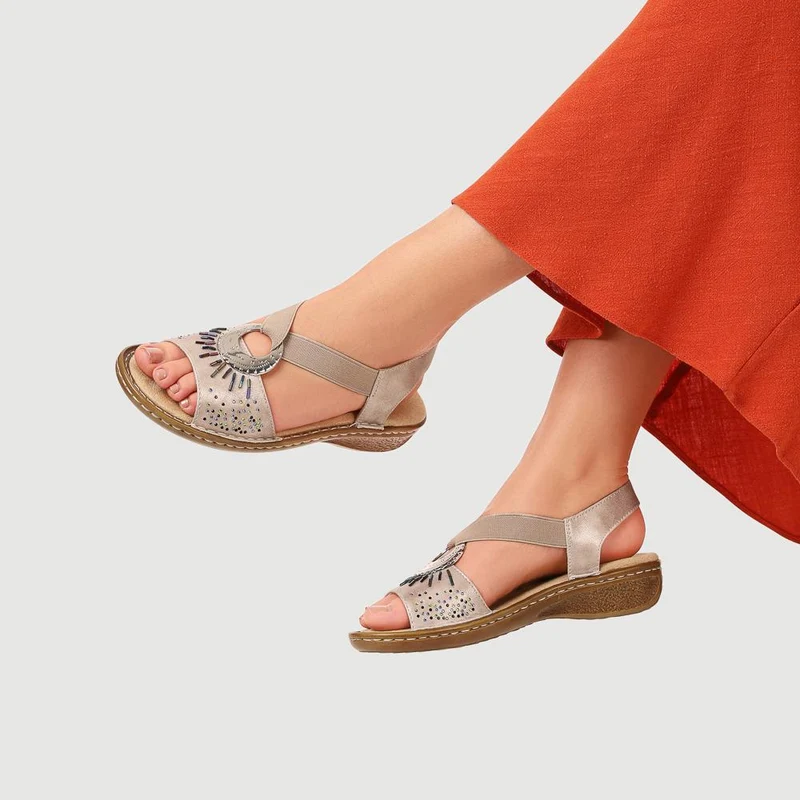 Sleek Elasticated Sandals - WBINS41047 / 327 107 - Pewter