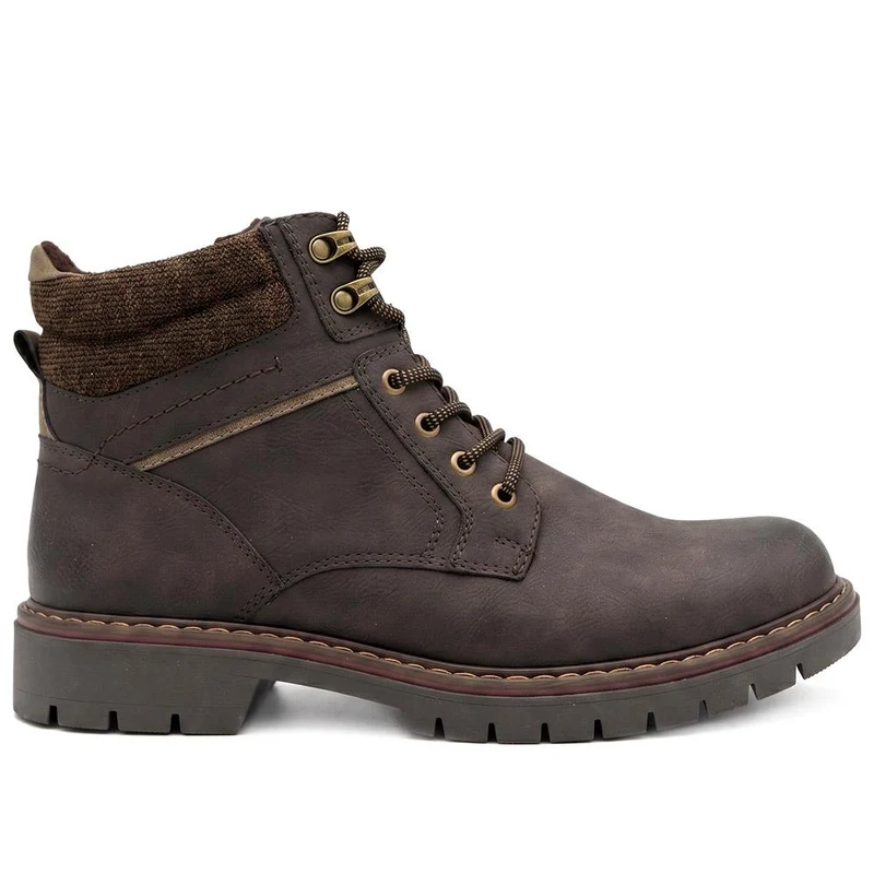 Padded Cuff Lace Up Boots - GANG44011 / 329 939 - Brown
