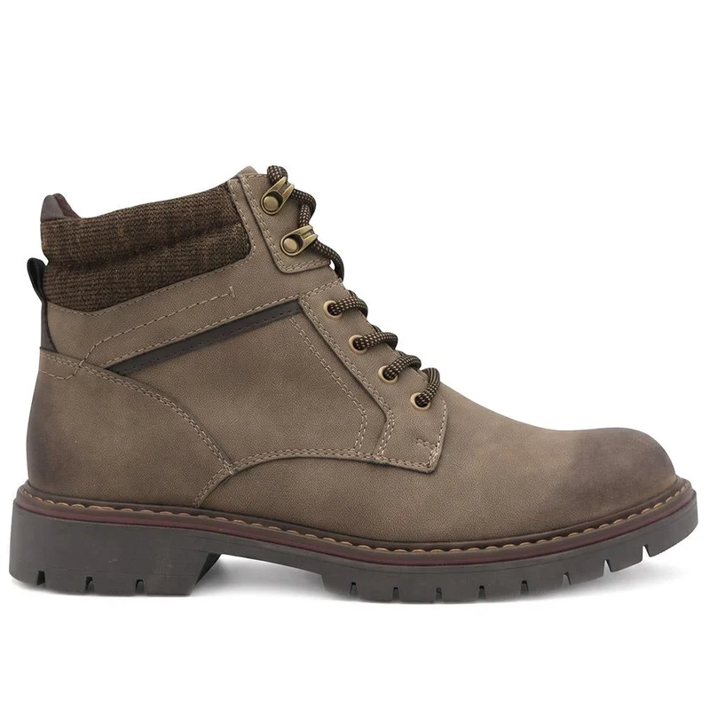 Padded Cuff Lace Up Boots - GANG44011 / 329 939 - Tan