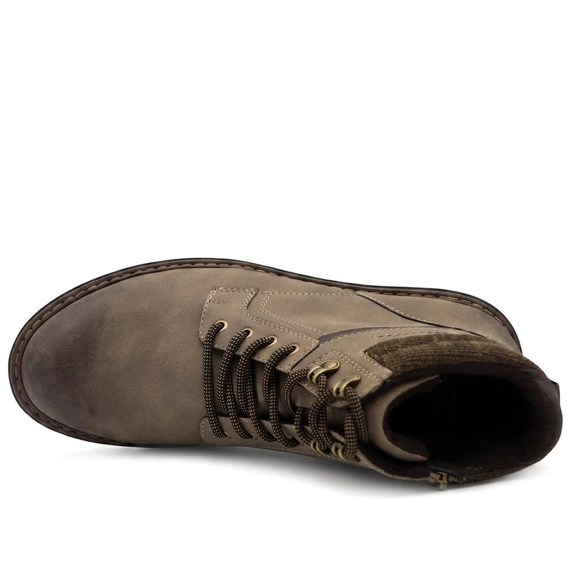 Padded Cuff Lace Up Boots - GANG44011 / 329 939 - Tan