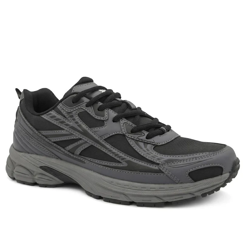 Wide Fit Rugged Lace Up Trainers - BOJIE44011 / 330 189 - Charcoal